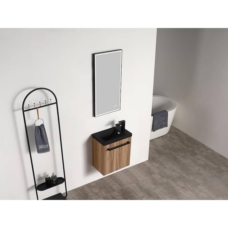 Blossom 20 Inch Wall Mounted Bathroom Vanity with Black Acrylic Sink
