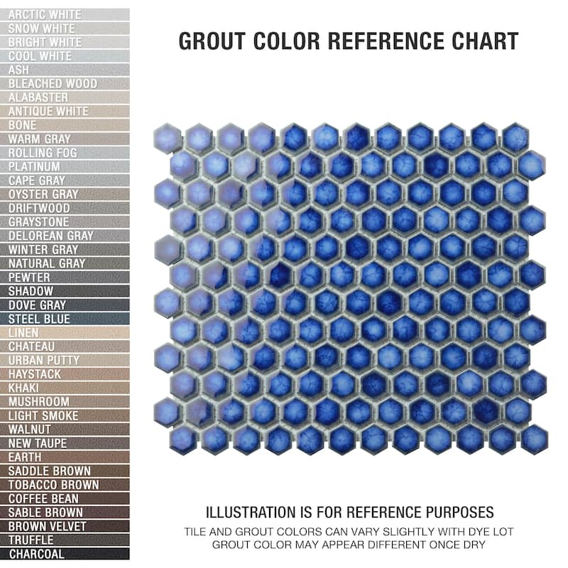 Merola Tile Hudson 1" Hex Sapphire 11-7/8" x 13-1/4" Porcelain Mosaic Floor and Wall Tile