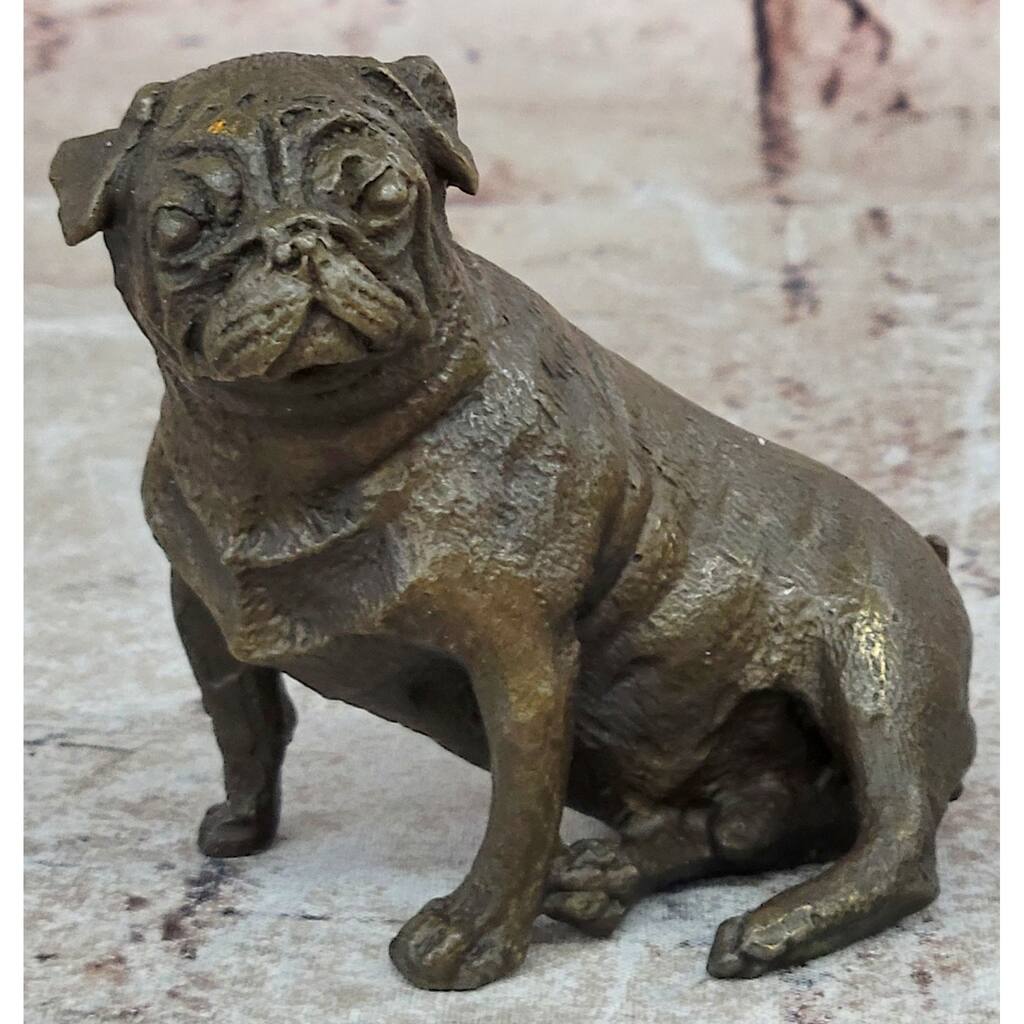 Pug Imitative Dog Bronze Miniature Statue Sculpture Figure Original Art 4 Inches X 4 Inches