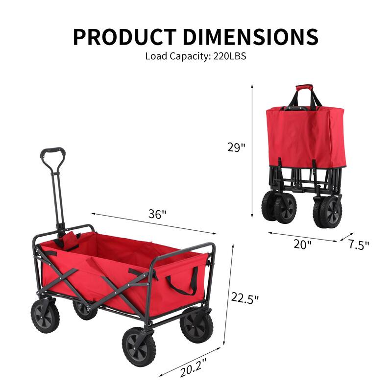 GDY Convenient Outdoor Camping Wagon, Folding Cart with Wheels, Outdoor Shopping Trolley