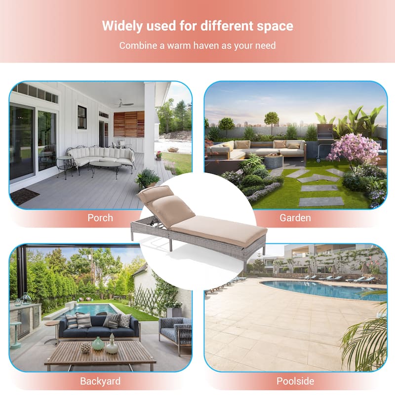LIVOOSUN Patio Chair Rattan Single Lounge Water-Repellent Cushion