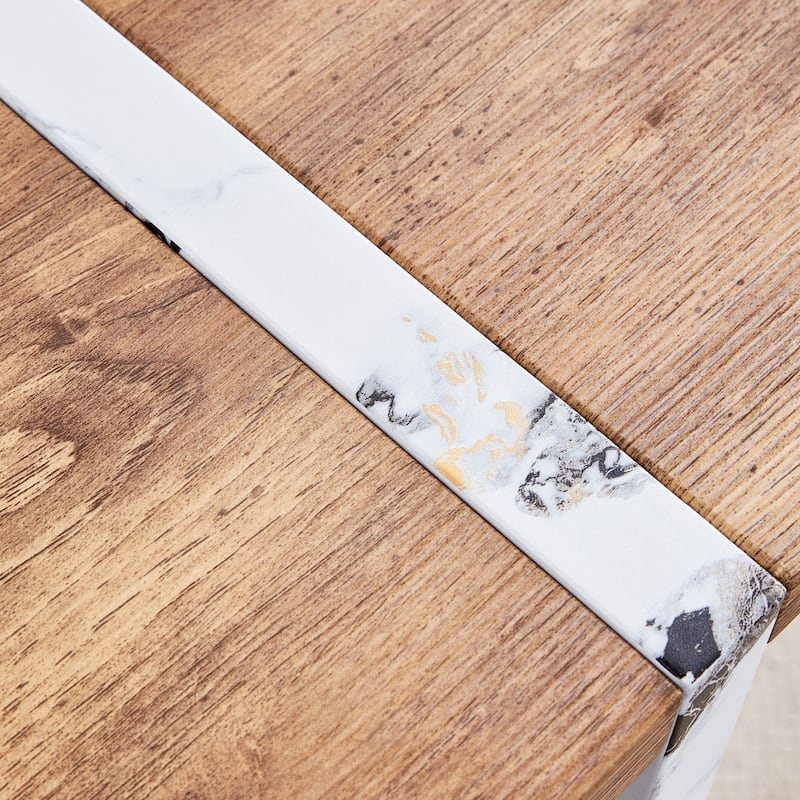 Anmytek 55x31.5" Stylish Modern Farmhouse Square Dining Table with Marble-Style Legs, Seats 4-6