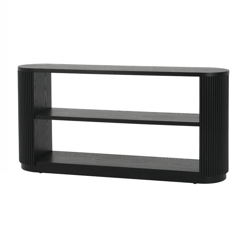 Modern Entryway Console Table - Slim Sofa Table with Open Shelf & Elegant Wood Grain, Hallway Table for Living Room