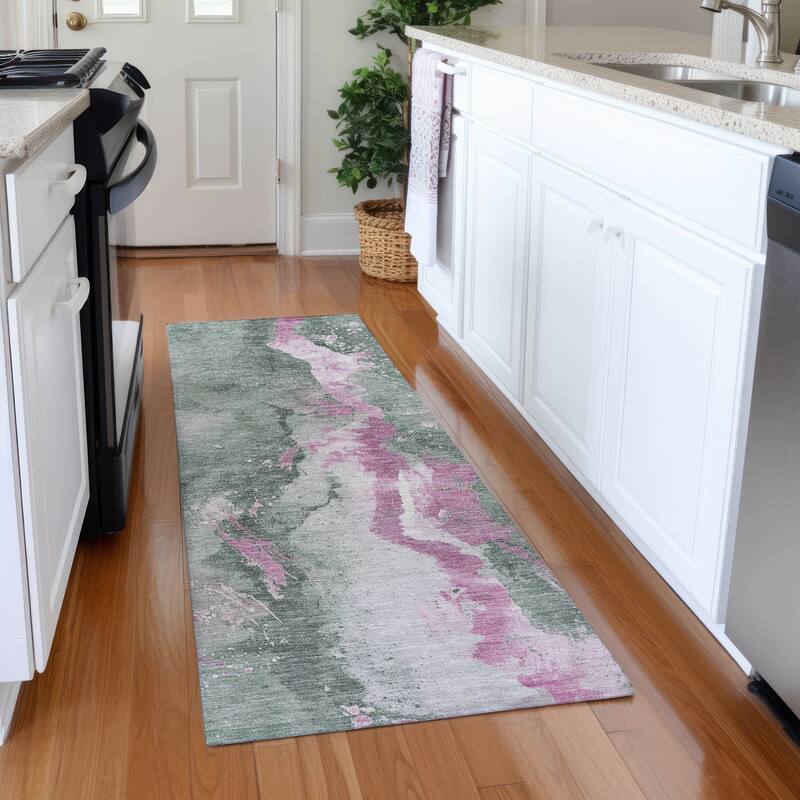 Premium Washable Super Soft Glam Chic Mayfield Rug - Sage - 2'3" x 7'6"