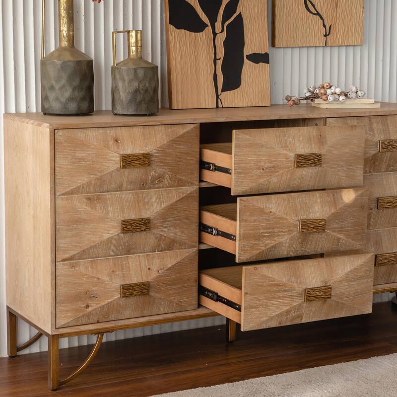 Light Wood Dresser with Metal Glide Drawers - Multi-Functional