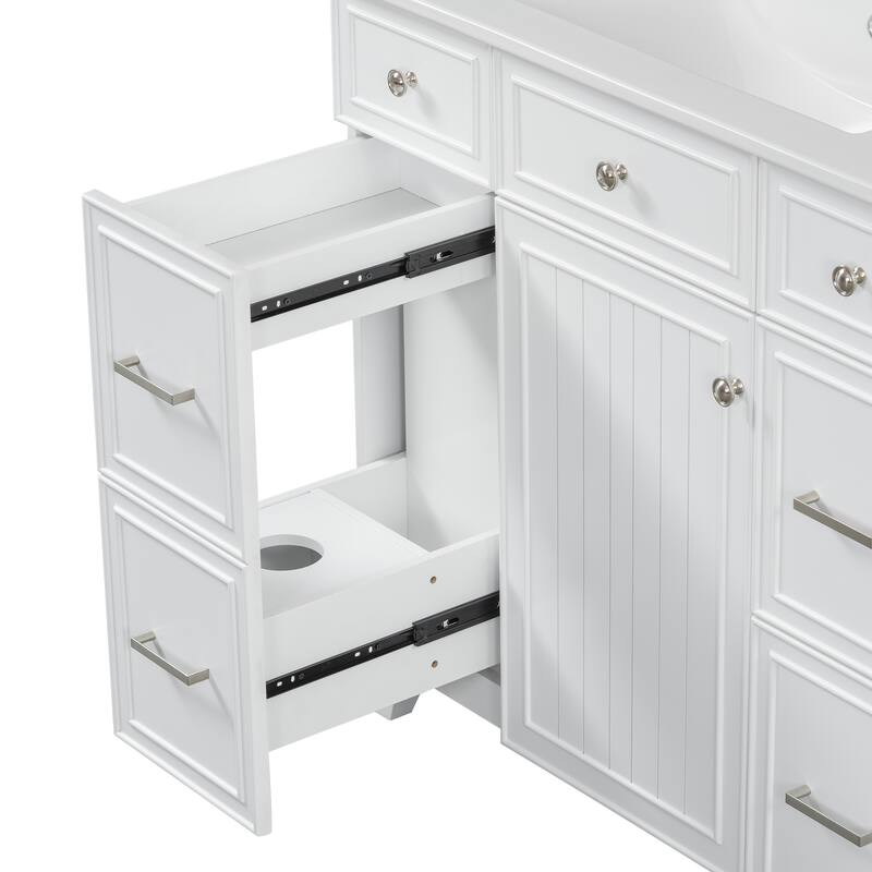 Bathroom Vanity with Sink, Vanity Set with Double-Layer & Standard Drawers, Bathroom Storage Cabinet with Adjustable Shelf