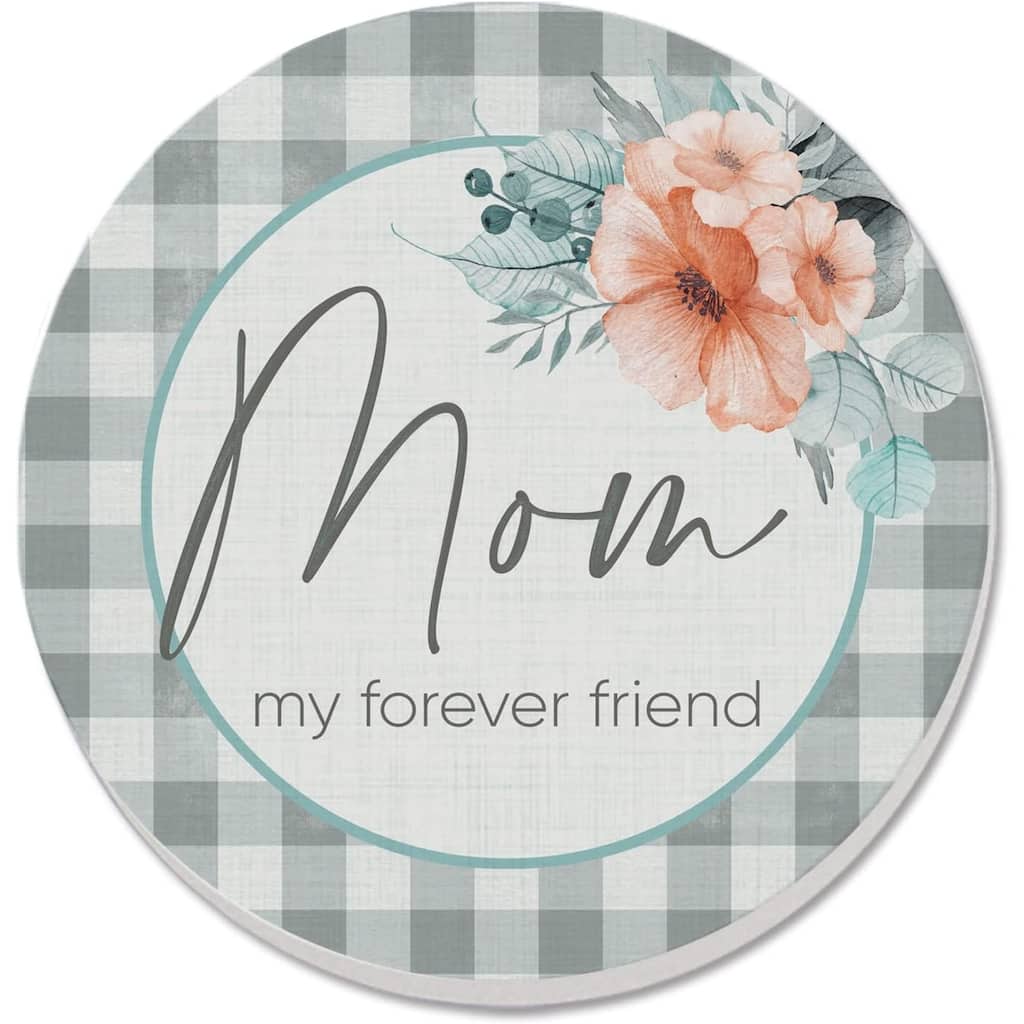 CounterArt Mom Forever Friend Absorbent Stone Tumbled Tile Coaster Set of 4 Made in The USA Protective Cork Backing