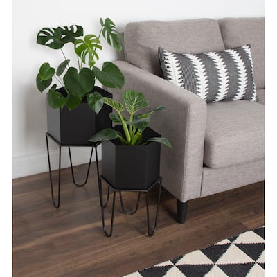 Kate and Laurel Jarvan Metal Freestanding Planter Set - 2 Piece
