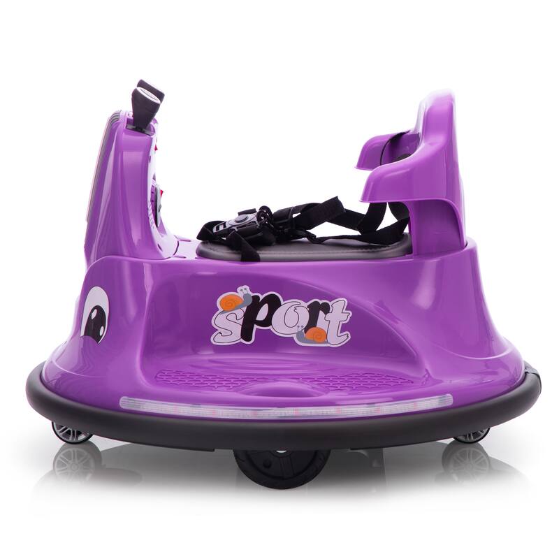 12V Snail-Shaped Kids Electric Bumper Car with Remote Control, LED Lights, Music, 360° Spin, Safe Ride-On for Ages 3-8