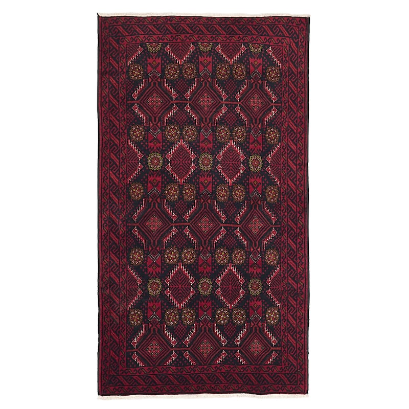 ECARPETGALLERY Hand-knotted Teimani Black, Red Wool Rug - 3'5 x 6'1