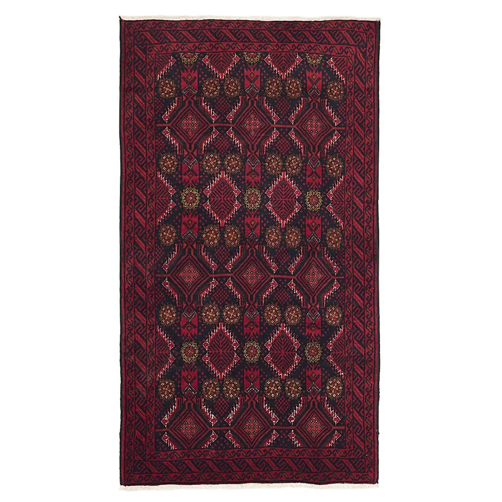 ECARPETGALLERY Hand-knotted Teimani Black, Red Wool Rug - 3'5 x 6'1