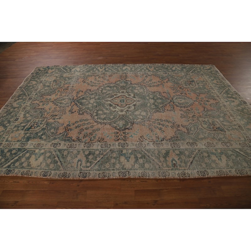 Vintage Tabriz Persian Area Rug Handmade Traditional Wool Carpet - 6'7" x 9'7"