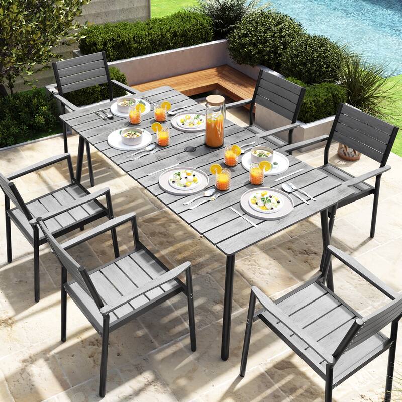 VredHom 7/9-Piece Outdoor Patio Dining Set with Stackable Chairs