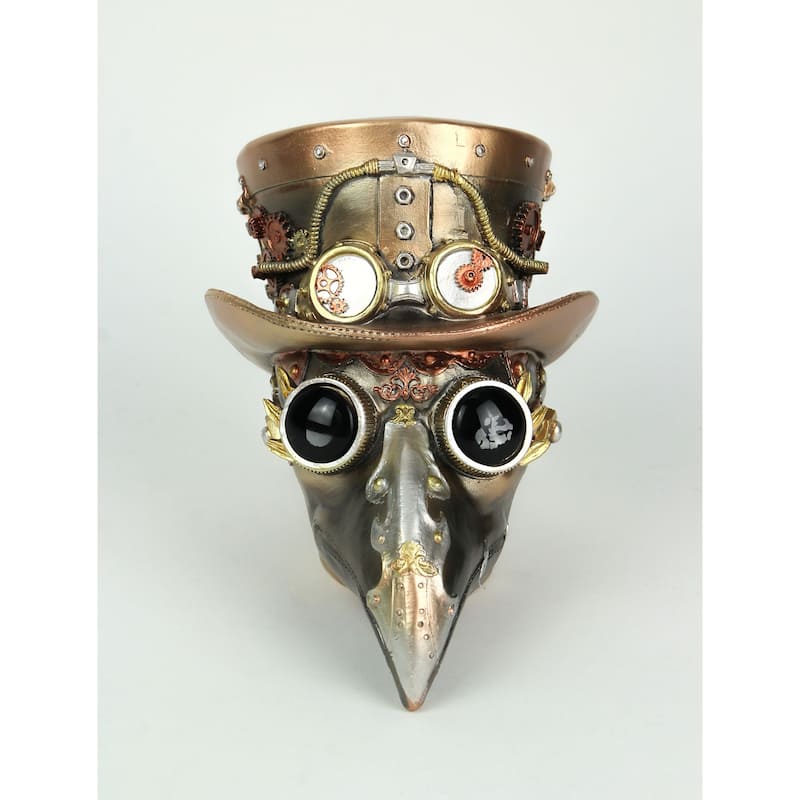Steampunk Plague Doctor Copper And Bronze Resin Statue 6.75 Inch - 6.75 X 8 X 5.75 inches