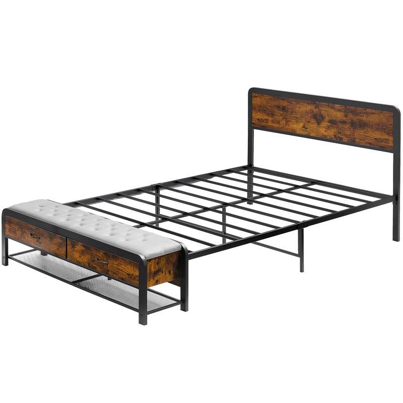 Bed Frame with Sturdy Metal Slats Support