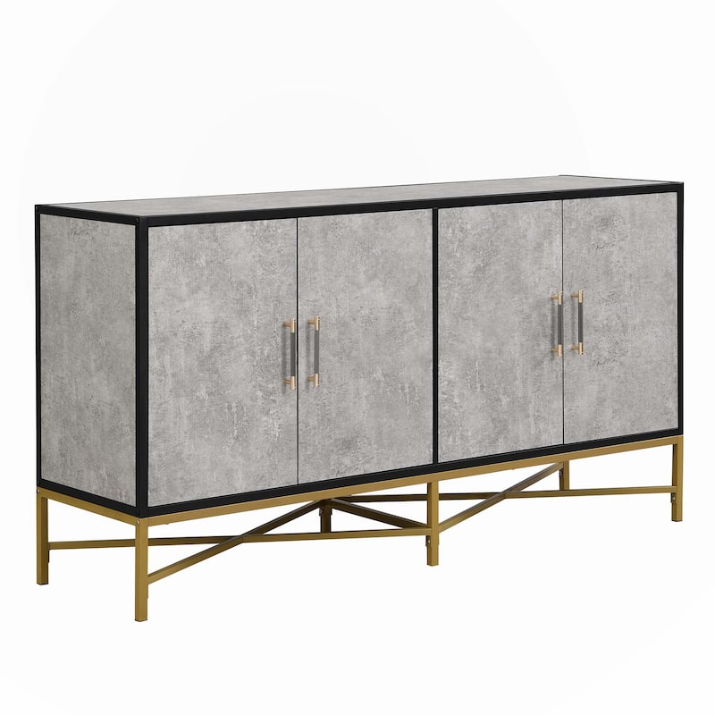 Four-Door Sideboard with Metal and Cross-Leg Design,Suitable for Living Rooms,Entrance and Study