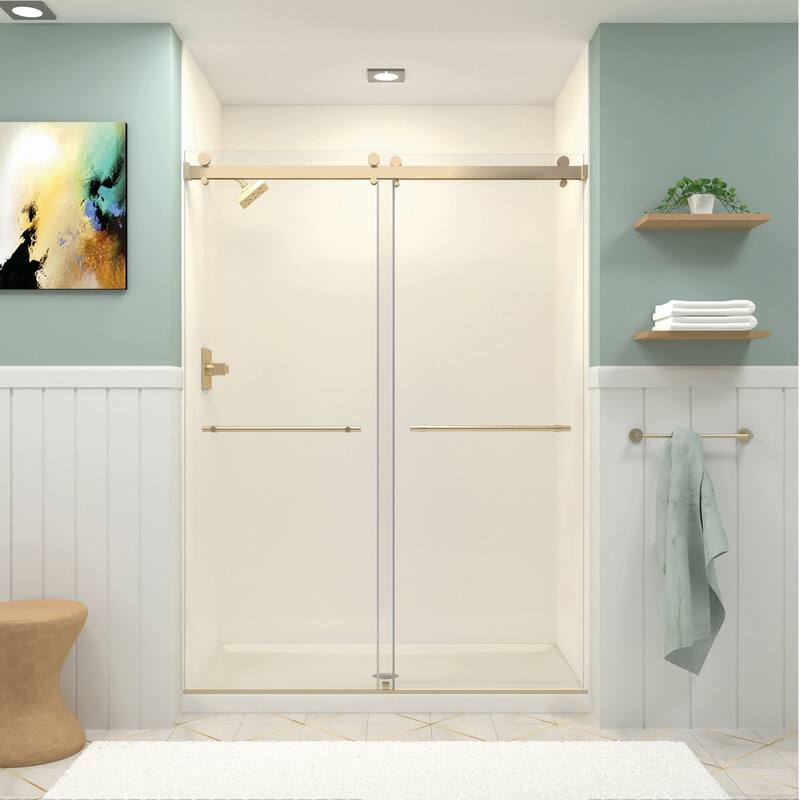 Brooklyn 60 in. W x 80 in. H Sliding Frameless Shower Door with Low Iron Glass Glass - 58-60-in W x 80-in H