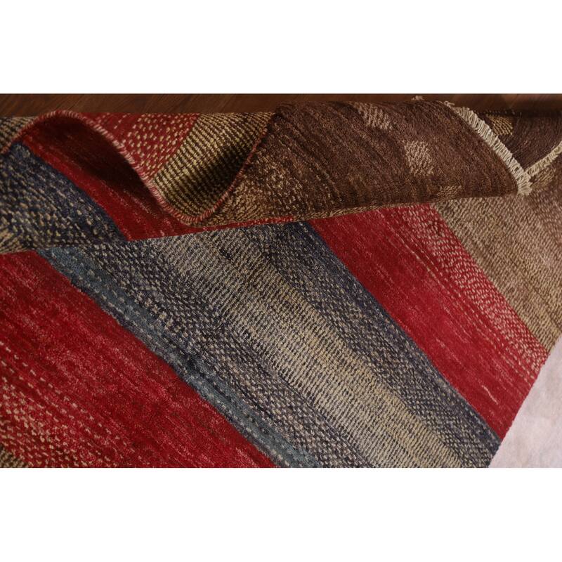 Gabbeh Kashkoli Striped Area Rug Handmade Wool Carpet - 4'6" x 6'5"