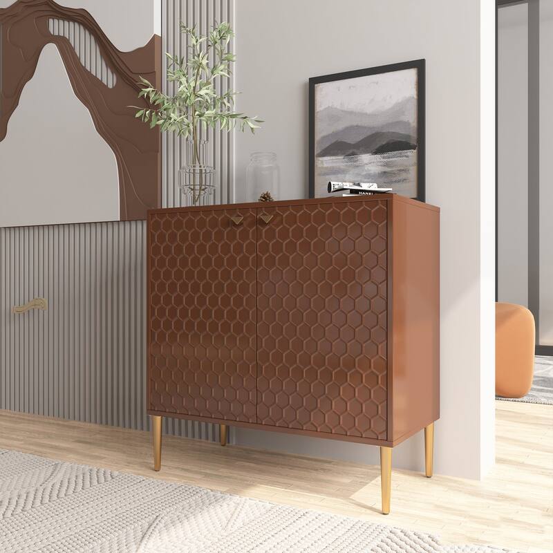 Hexagonal Pattern 2-door Storage Cabinet Buffet Cabinet Sideboard