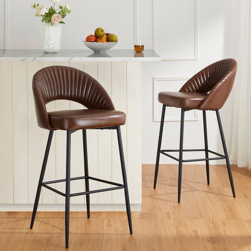 Glitzhome Set of 2 41"H Modern Tapered Leg Counter or Bar Stools Pub Chair