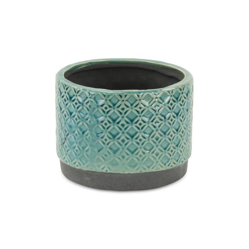 Zajedani Turquoise Ceramic Wide Lattice Pot
