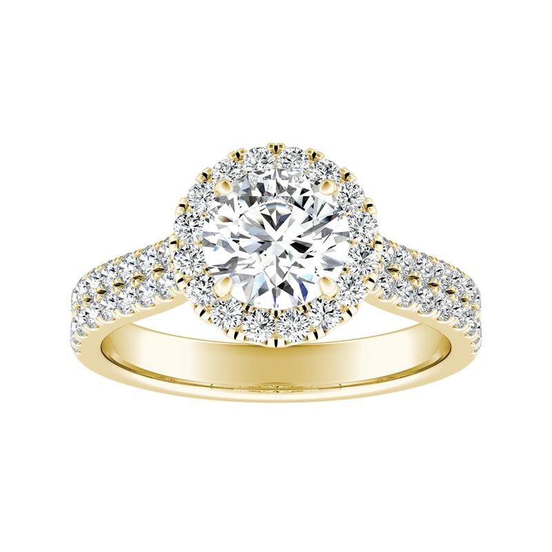 Auriya 14k Gold 1 3/4ctw Halo Moissanite Engagement Ring - Yellow - 9.5