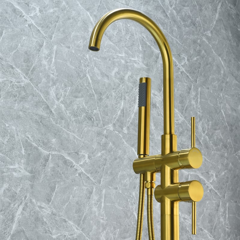 Altair Assens Double Lever Handle Freestanding Floor Mounted Tub Filler with Handshower