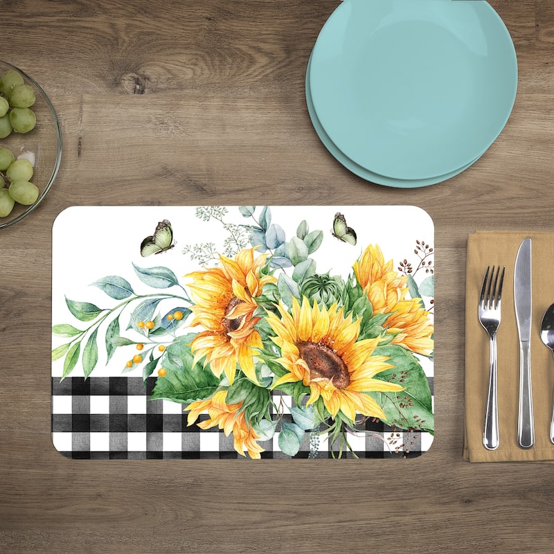 Reversible Wipe-clean Counterart Placemats Set of 4 - Sunflower Fields