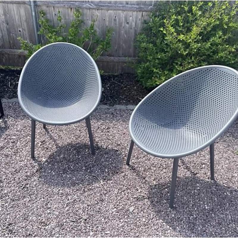 Set of 2 Modern Plastic Lounge Chair Plastic Legs with Polka Dots Spot Breathable for Patio Indoor Outdoor Use
