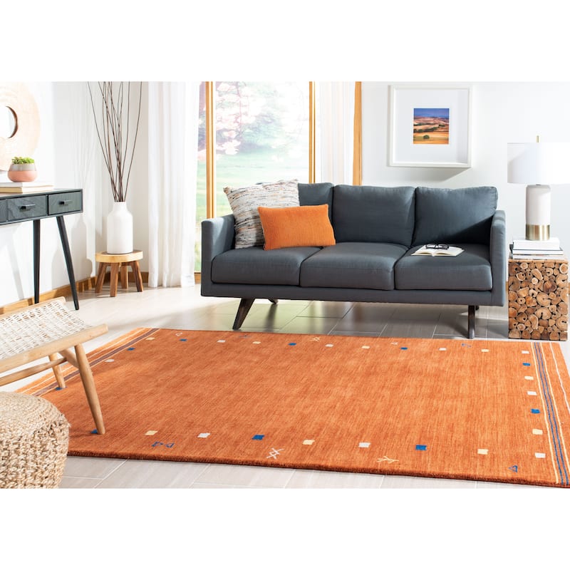SAFAVIEH Handmade Himalaya Breann Border Wool Rug - 11' x 15' - Rust - Rectangle