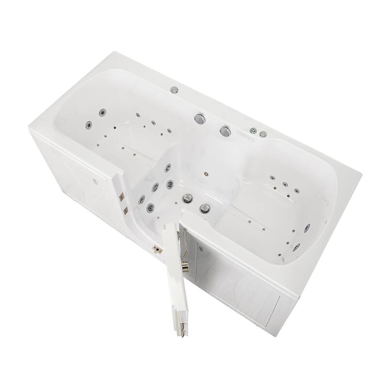Ella Big4Two 36"x80" Hydro&Air&Foot Massage Acrylic Two Seat Walk-In-Bathtub, Outward swing Door, No Faucet, 2" Dual Drain