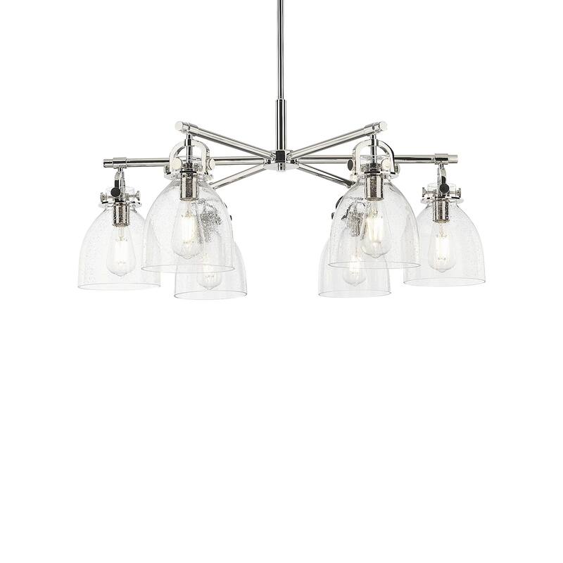 Innovations Lighting 410-6CR-16-26 Newton Bell Chandelier Newton Bell - Polished Nickel / Seedy