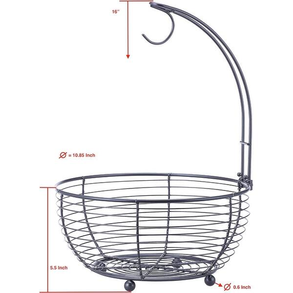 Tabletop Wire Fruit Basket Bowl Stand with Banana Hanger Bed Bath