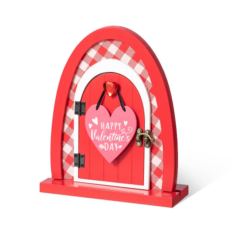 Glitzhome 8.5"H Valentine's Door-Shaped Photo Frame Table Decor
