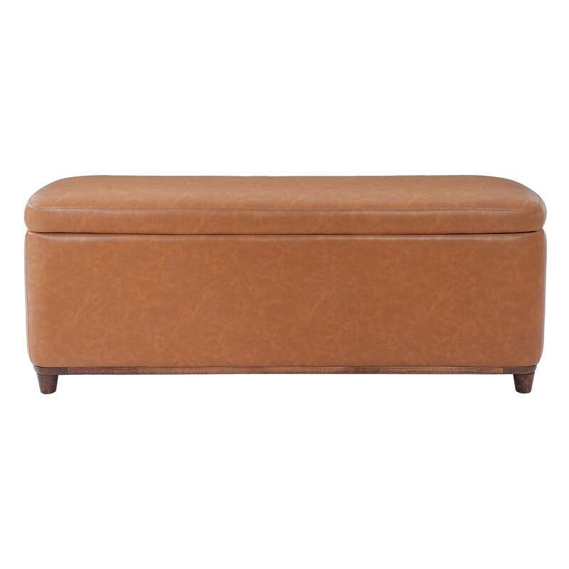 Christopher Knight Home - Modern Aero Upholstered Storage Ottoman Bench with Solid Wood Legs and Lift-Top Storage