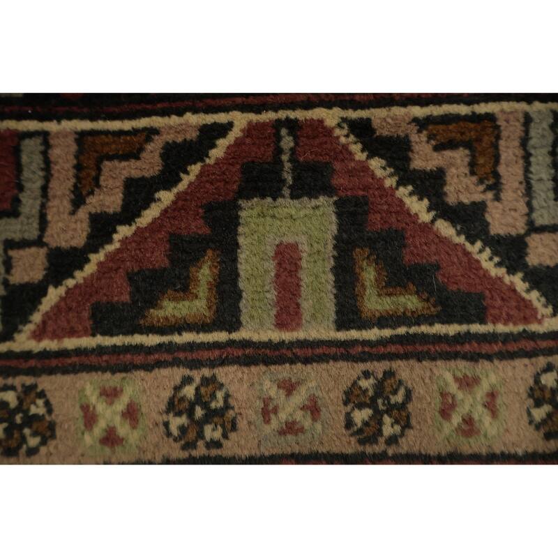 Hand Knotted Oriental 100% Wool Carpet Traditional Geometric Oranges & Rust Balouch Area Rug - 9' 9'' X 6' 7''