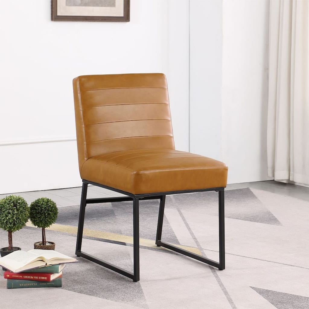 HomePop Channeled Upholstery Dining Chair on metal frame -Single Pack