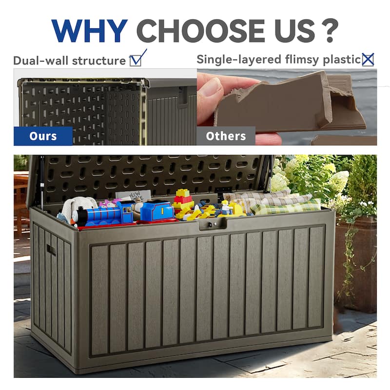 90 Gallons Water Resistant Resin Lockable Deck Box