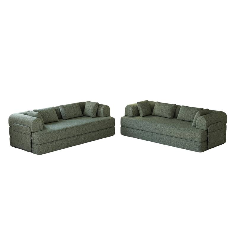 Anmytek Modern Chenille Convertible Sleeper Sofa 78.7" - 2PCS Folding Floor Couch