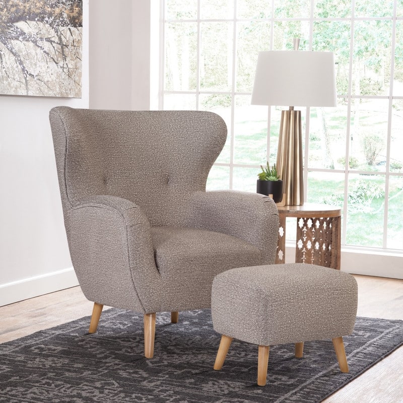 Grafton Home Harvard Curved Wing Back Chair with Matching Ottoman