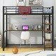 preview thumbnail 3 of 11, Twin Size Loft Bed with Bulit-in Desk and Basketball Hoop, Metal Loft Bedframe Playhouse Bed with Storage Shelves for Kids
