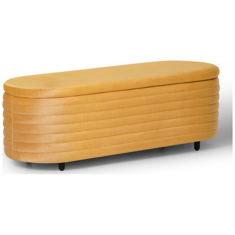 Farrah Velvet Polyester Flip Top Storage Ottoman - 54"