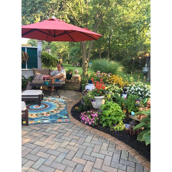 Shop Black Friday Deals On Abba Patio 11 Feet Offset Cantilever Umbrella Outdoor Patio Hanging Umbrella With Cross Base Red Overstock 14022576