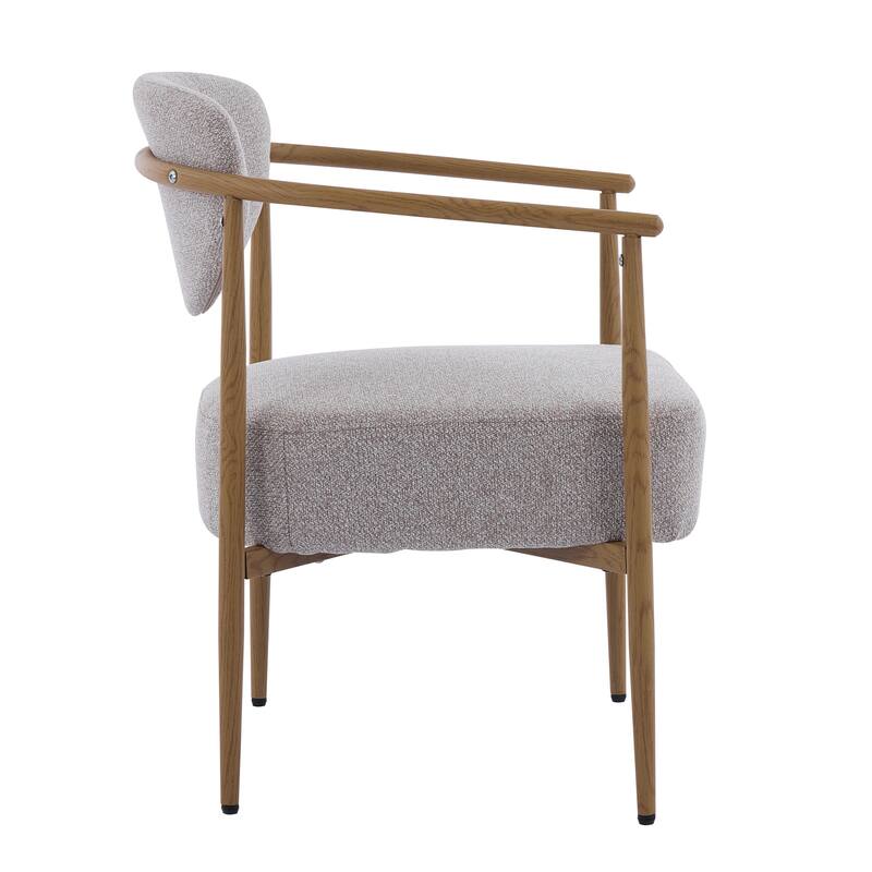 Anmytek Beige fabric color dining room chair,Modern Curved Back Wood Look Frame for Living Room Bedroom