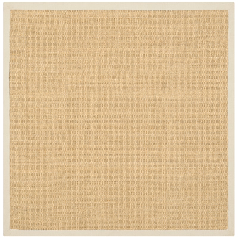 SAFAVIEH Natural Fiber Madelyn Border Sisal Rug - 6' Square - Maize/Wheat