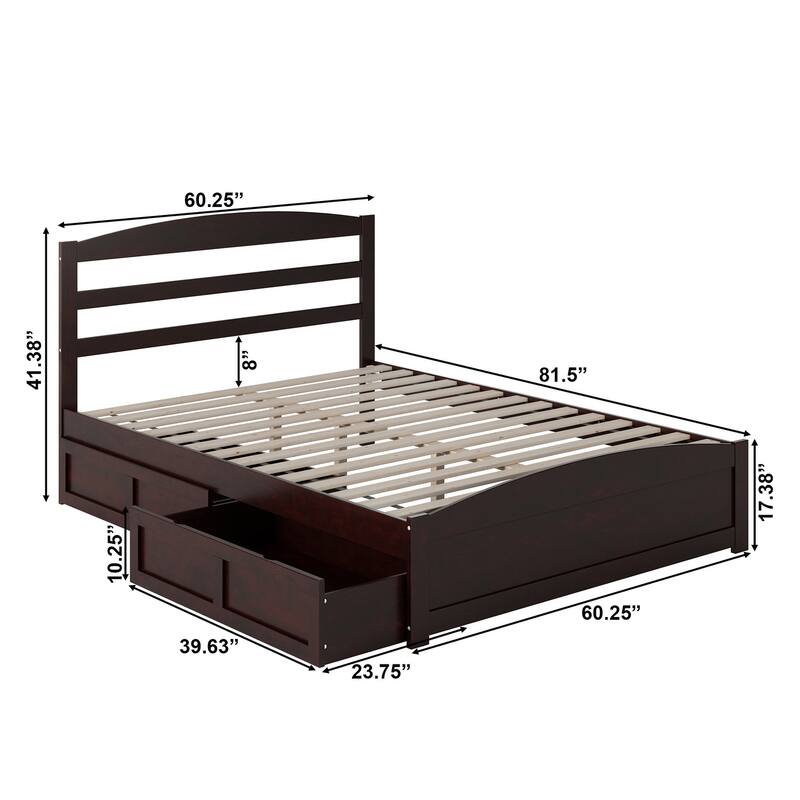 Warren Platform Bed with Footboard and 2 Storage Drawers