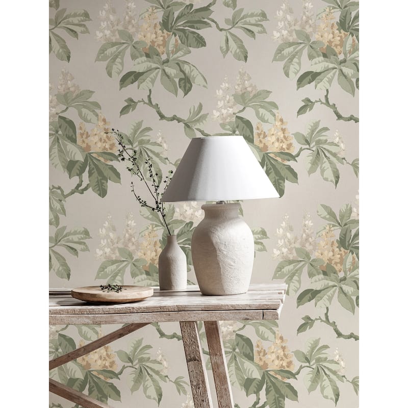 Chestnut Grey Floral Wallpaper
