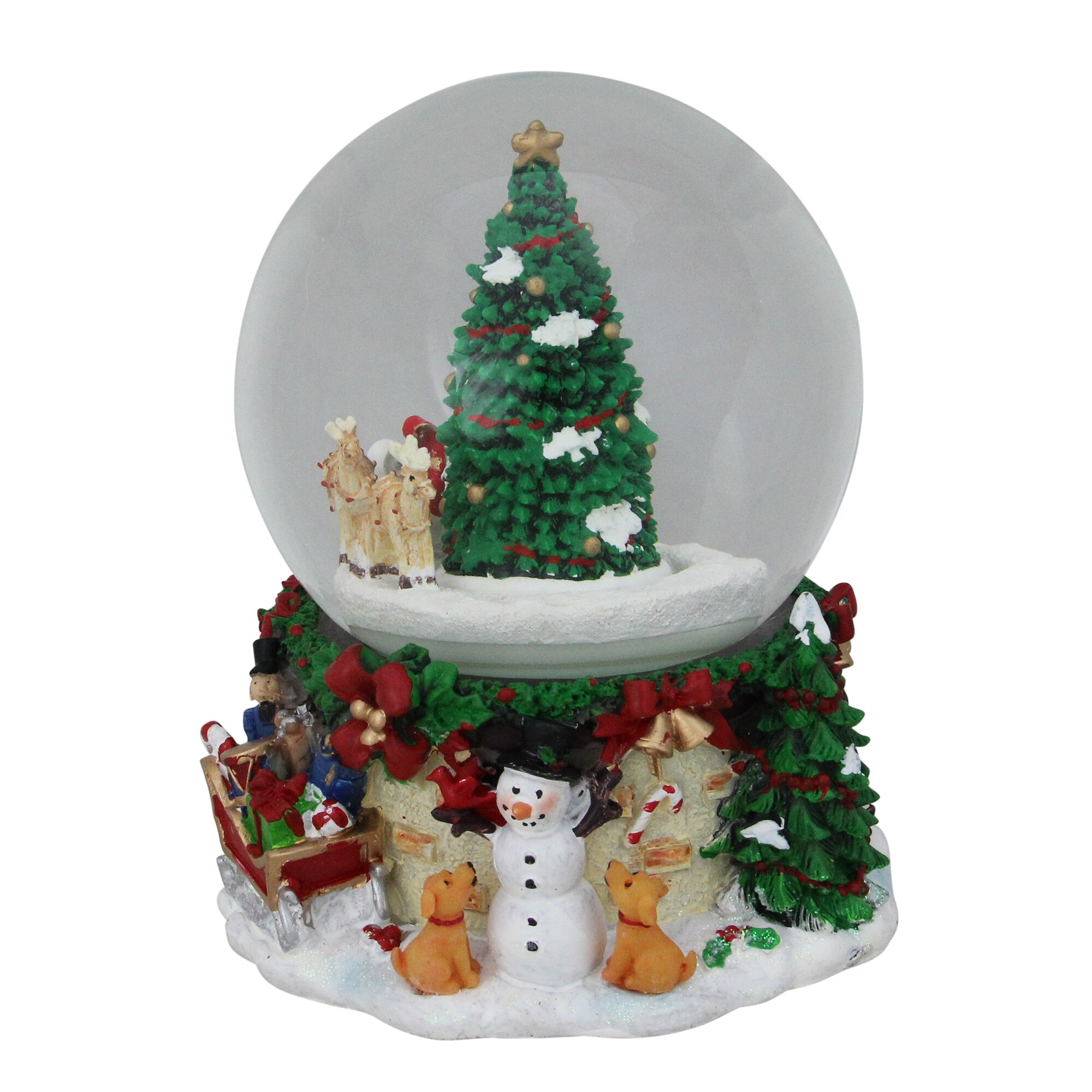 6 5 Musical And Animated Santa On Sleigh Rotating Christmas Snow Globe Overstock 16550777