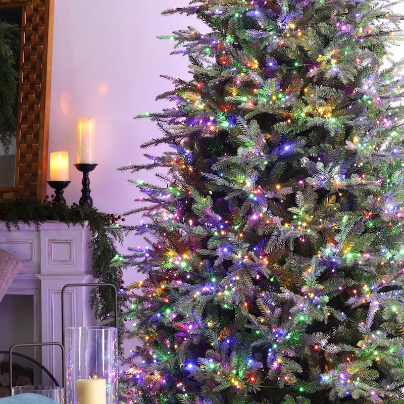 Glitzhome 11ft Pre-Lit Realistic Green Full Fir Artificial Christmas Tree with 3200 Lights & Foot Pedal