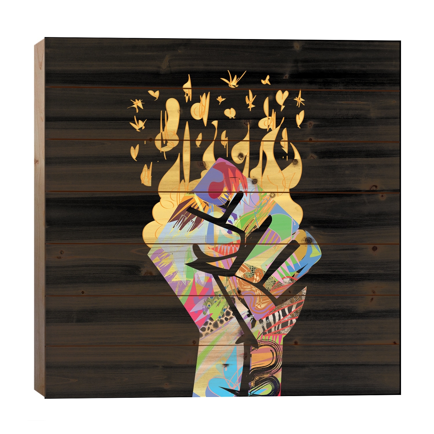 BLM Print On Wood by TECHNODROME1 - Multi-Color